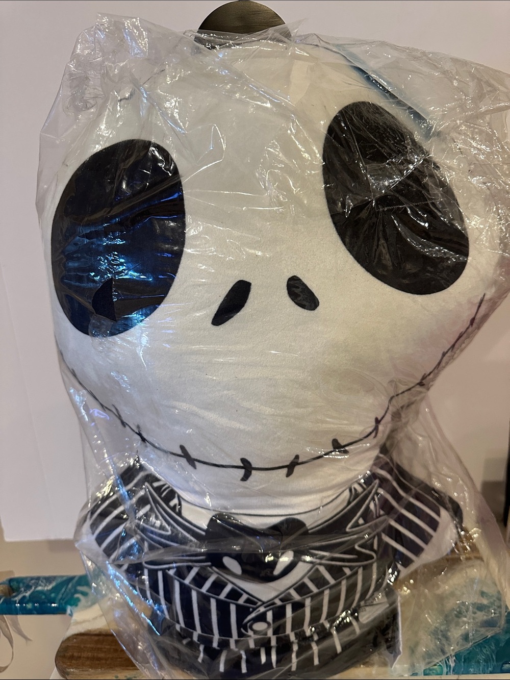 Halloween Jack Plush Skull Pillow in Black & White